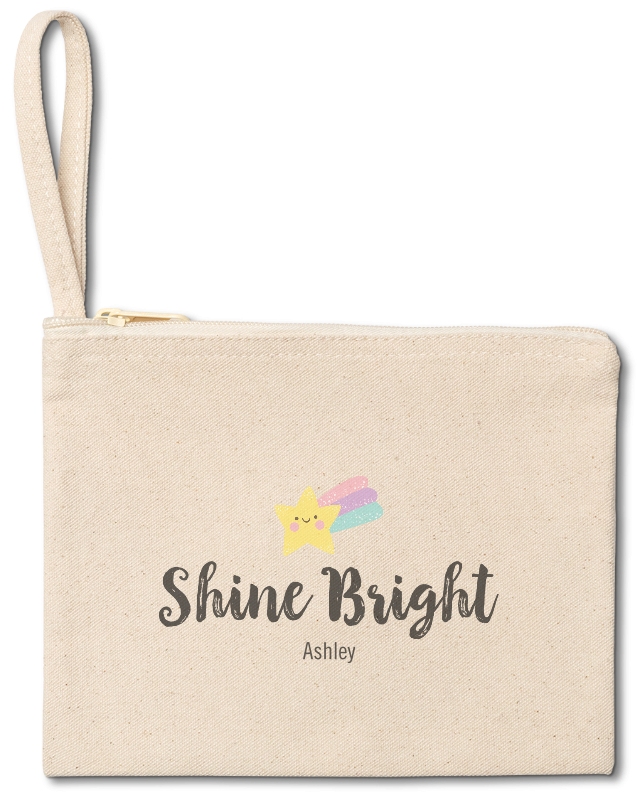 Personalized Name Heart Cotton Canvas Pencil Case and Travel Pouch