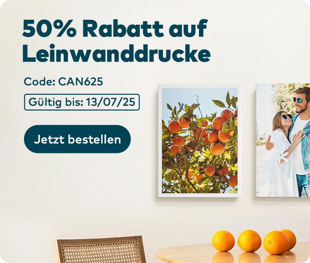 50% Rabatt auf Leinwanddrucke