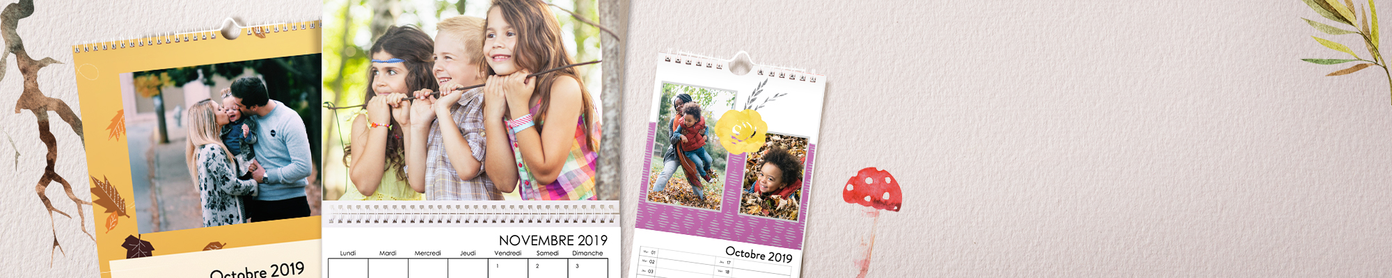 Calendriers personnalisés 2019 Pendant 365 jours profitez de vos plus belles photos personnalis&eacute;es avec nos nouveaut&eacute;s : polices, designs et arri&egrave;re-plans.