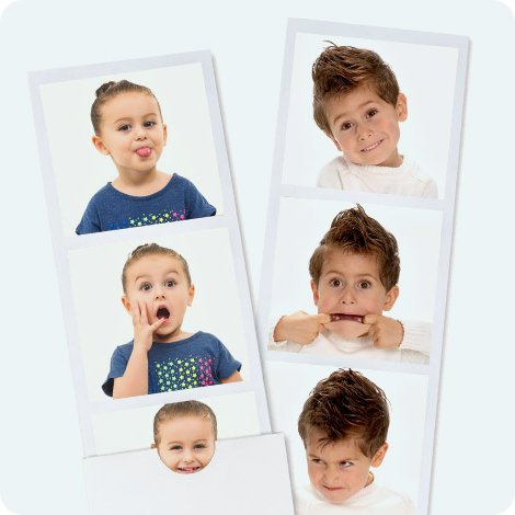 Bandes de photomaton représentant un enfant