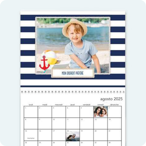Calendario personalizzato design coriandoli oro e argento