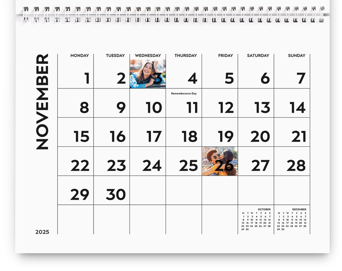 calendar grids, personalised calendar, photo calendar, customised calendar, make your own calendar