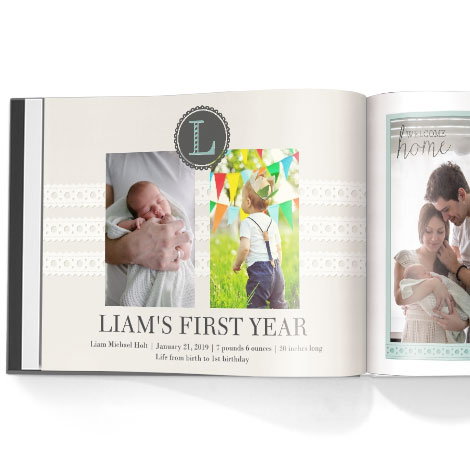 Photo book. Baby boy first year theme