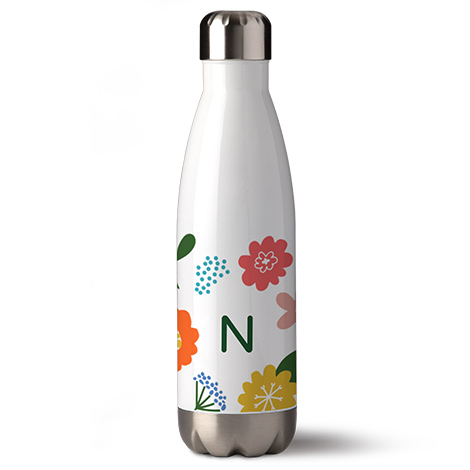 Bottle with flower texture and letter on it