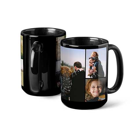 Icon Collage Photo Coffee Mug, 15oz, Black