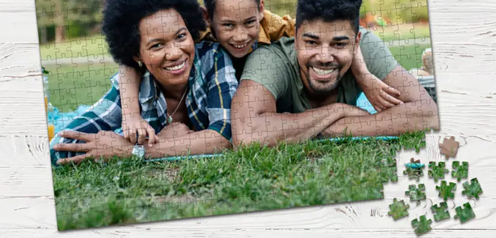 Puzzled photo of family