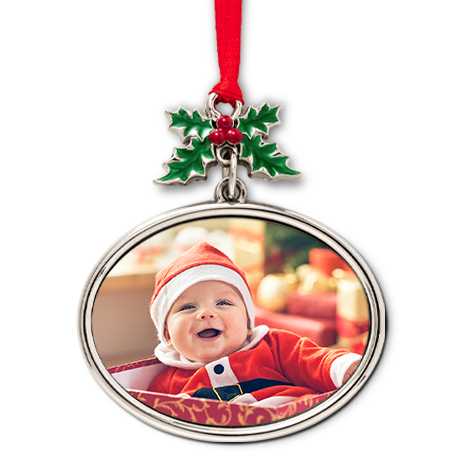 Icon Metal Holly Ornament