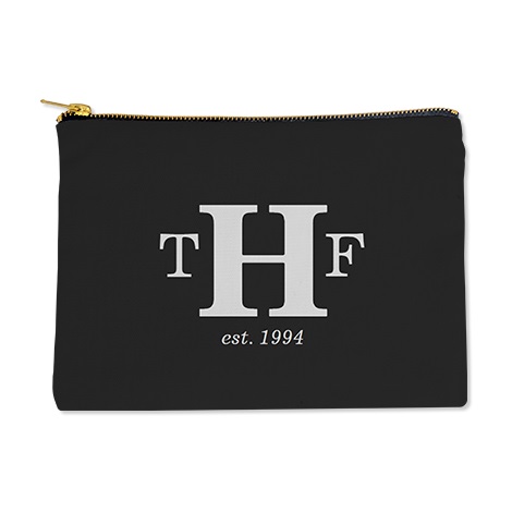 Black pouch with personalised monogram