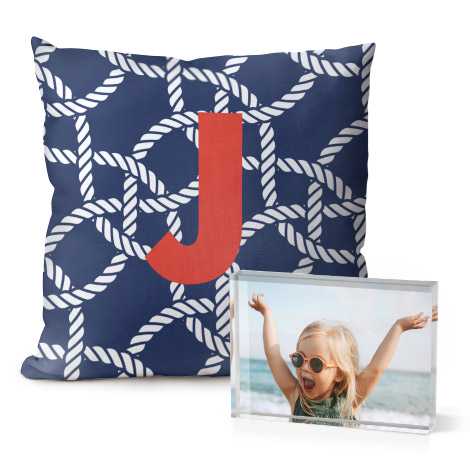 Image of blue cushion and photo block