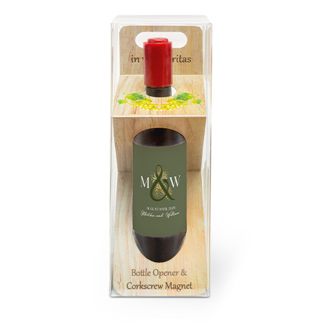 Wine Bottle Magnet with Corkscrew + Bottle Opener
