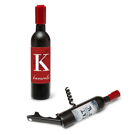Wine Bottle Magnet with Corkscrew + Bottle Opener
