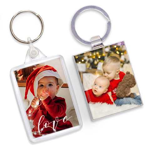 Two keyrings with christmas themed images