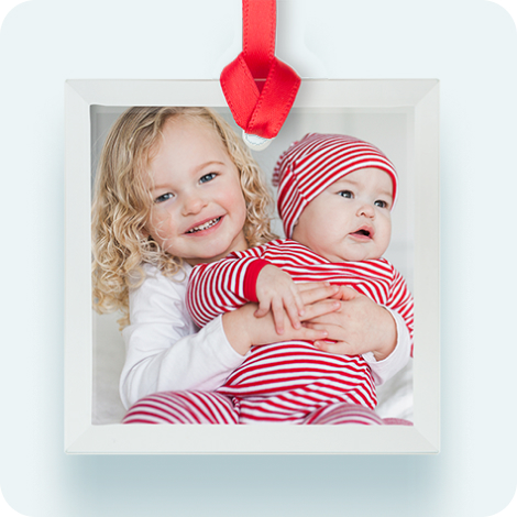 Glass Square Photo Ornament