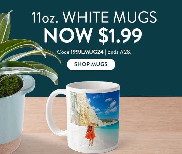 11oz. White Photo Coffee Mugs now only $1.99