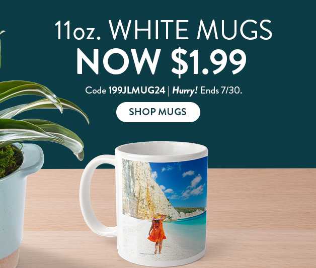 11oz. White Photo Coffee Mugs now only $1.99