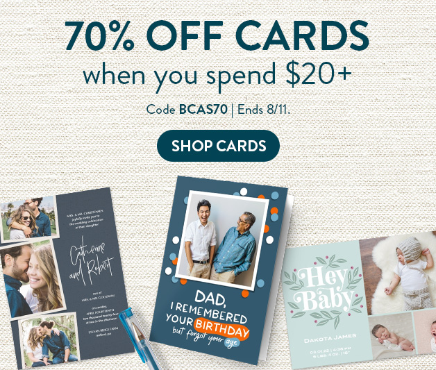 70% off $20+ Cards