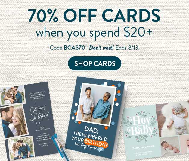 70% off $20+ Cards