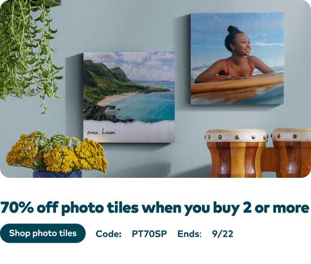 70% off 2 or more Photo Tiles