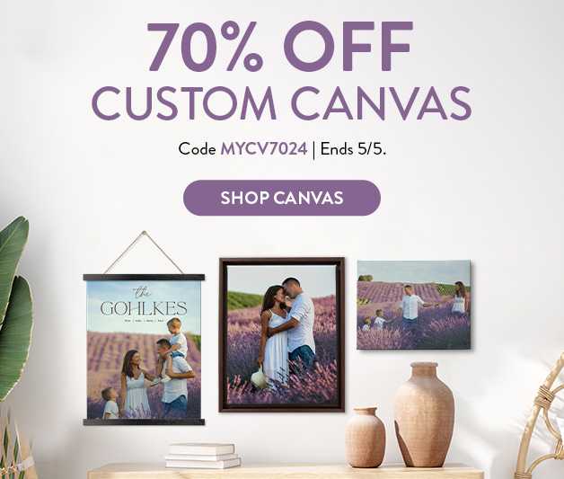 70% off Canvas Prints