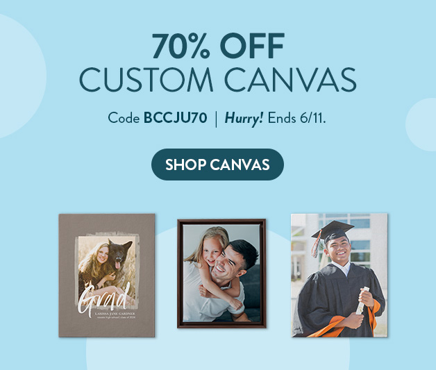 70% off Custom Canvas Prints