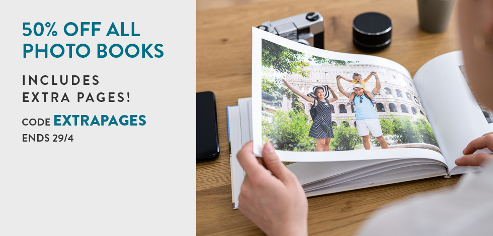 50% off all Photo Books (Including extra pages)