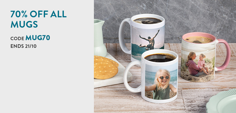 70% off all Photo Mugs