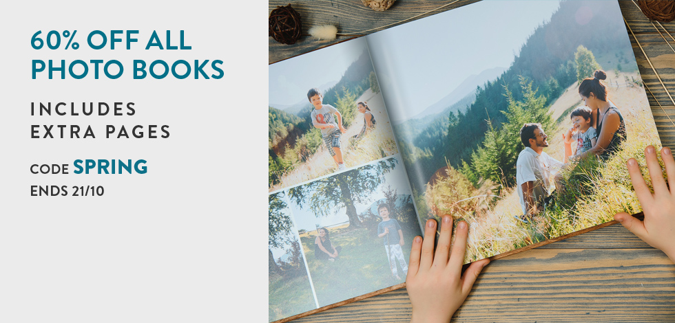 60% off all Photo Books (including extra pages)