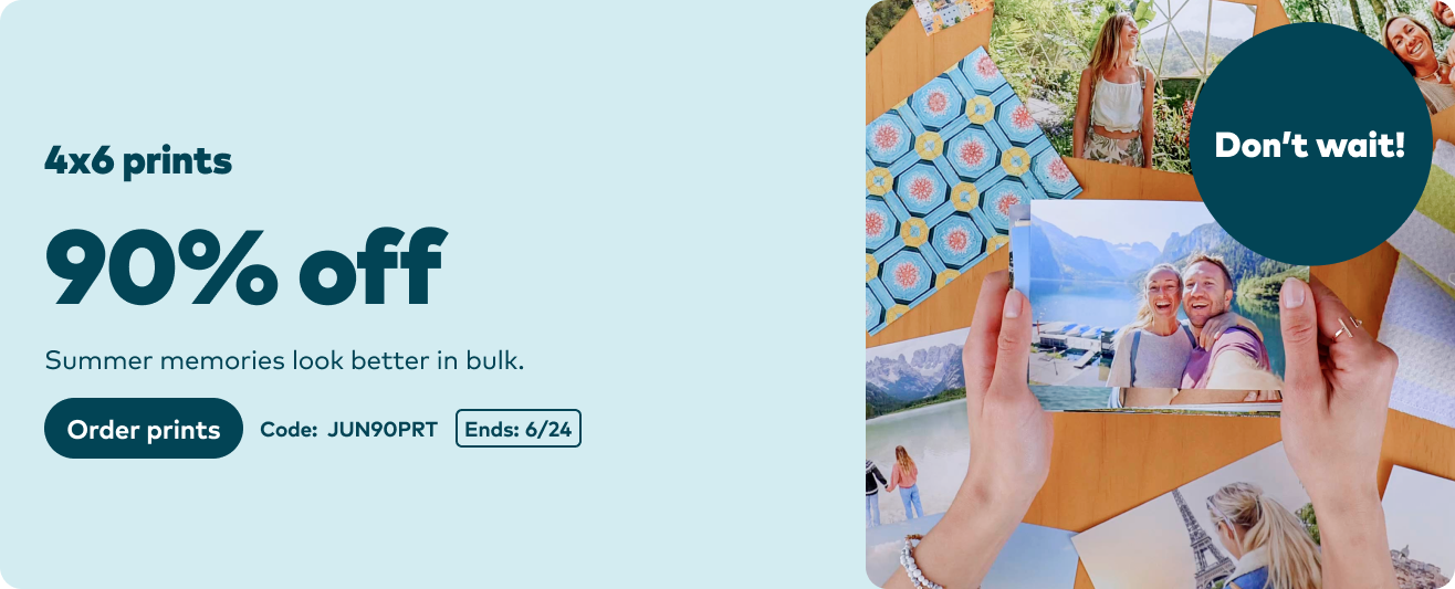 90% off 4x6 Prints