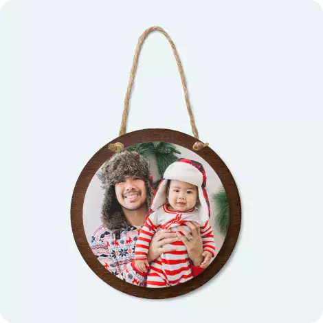 Round Wood and Acrylic Ornament