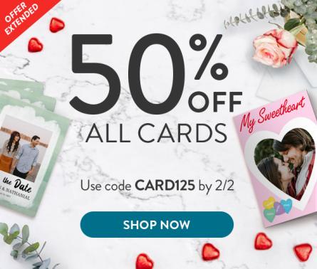 50% off personalised cards