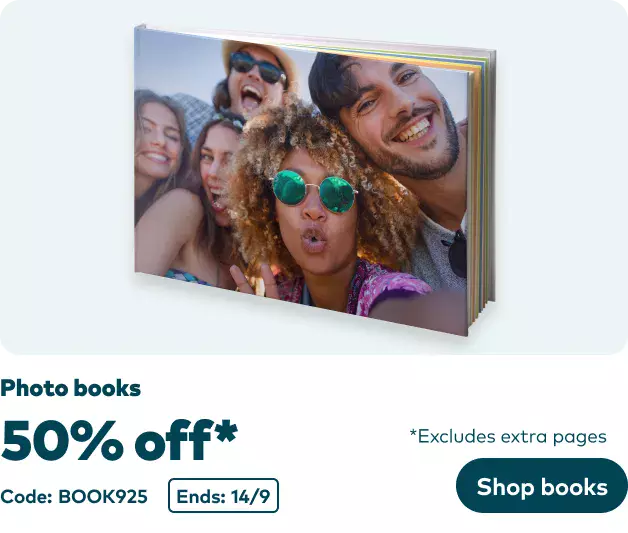 50% off photo books excl. extra pages 