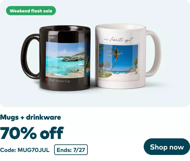 70% off Mugs + Drinkware