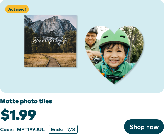Matte Photo Tiles now $1.99 each