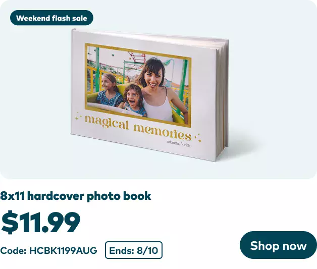 8x11 hardcover Photo Books now $11.99