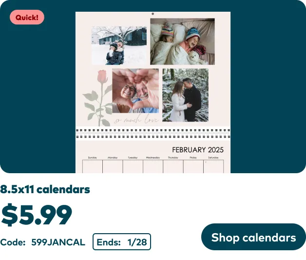 8.5x11 Wall Calendar now $5.99