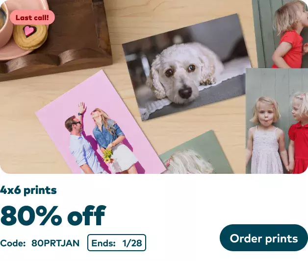 80% off 4x6 Prints