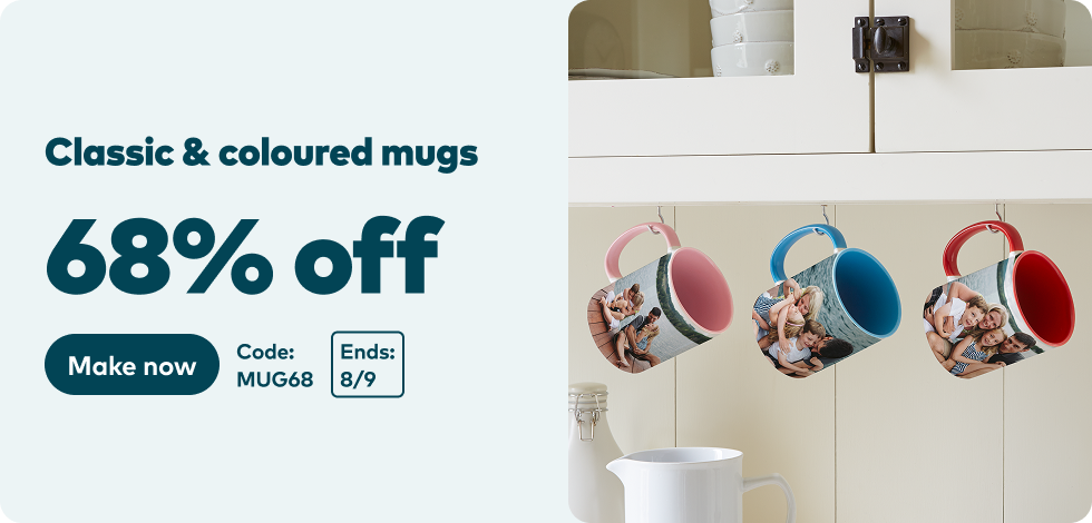 68% off all Classic & Coloured Mugs
