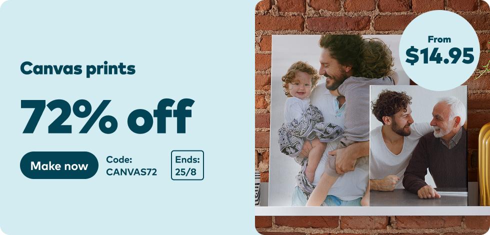 72% off all Canvas Prints