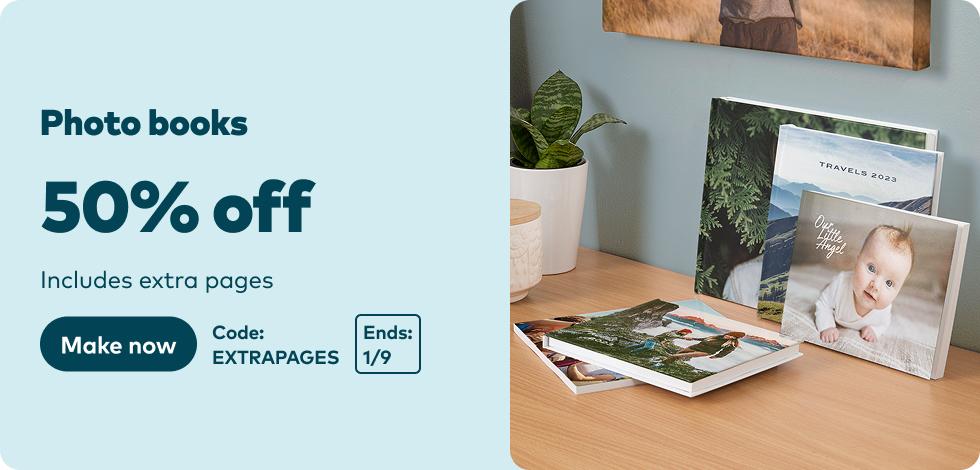 50% off all Photo Books (Including extra pages)