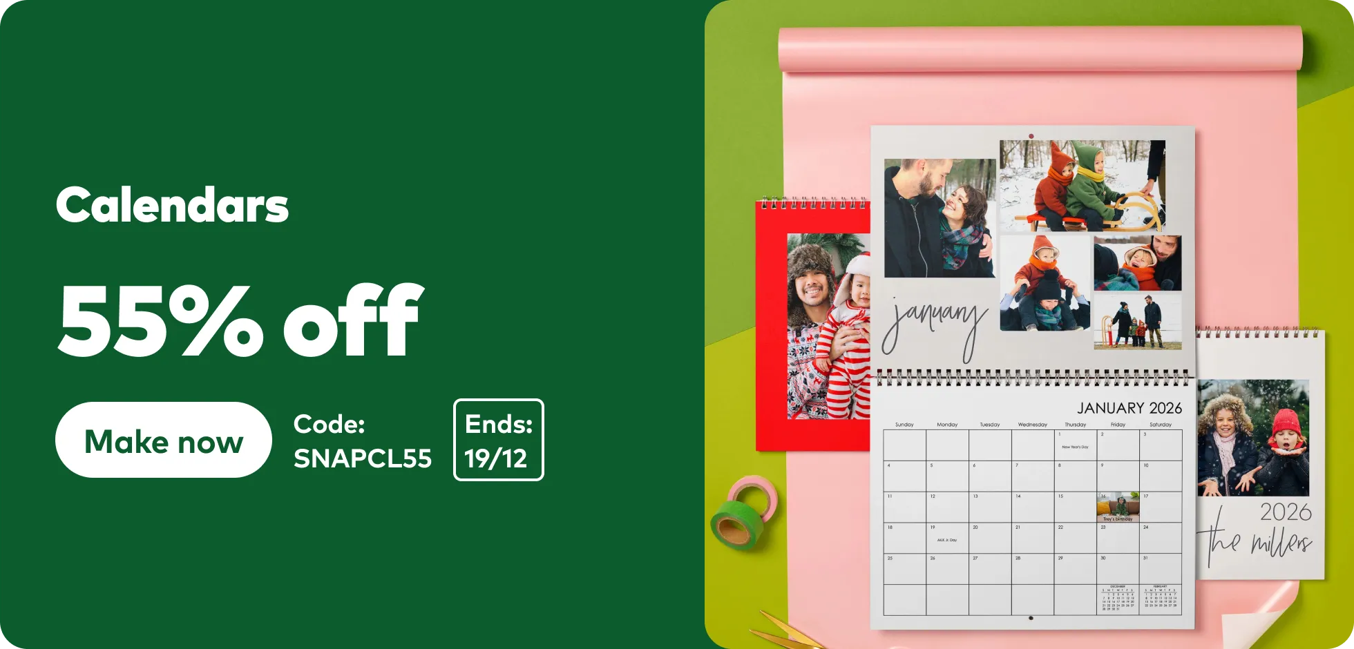 55% off Calendars. Code SNAPCL55