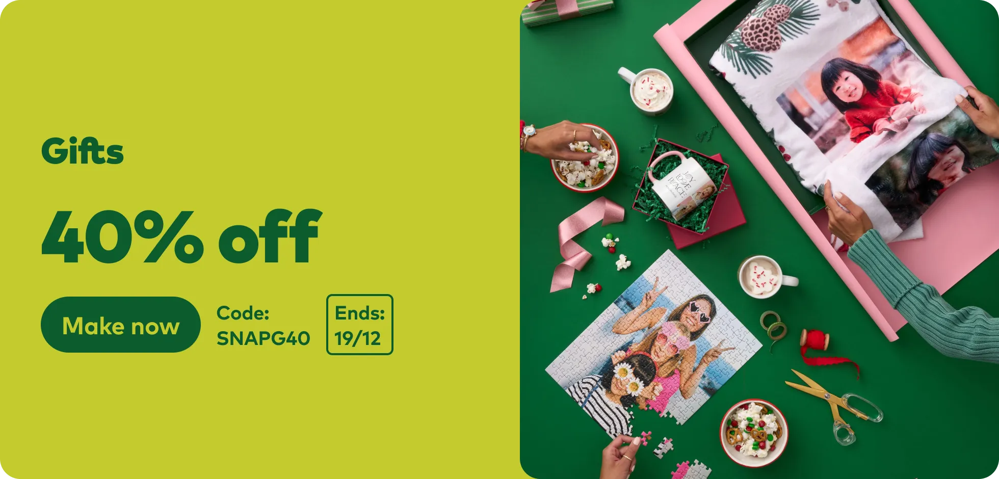 40% off gifts. Code SNAPG40