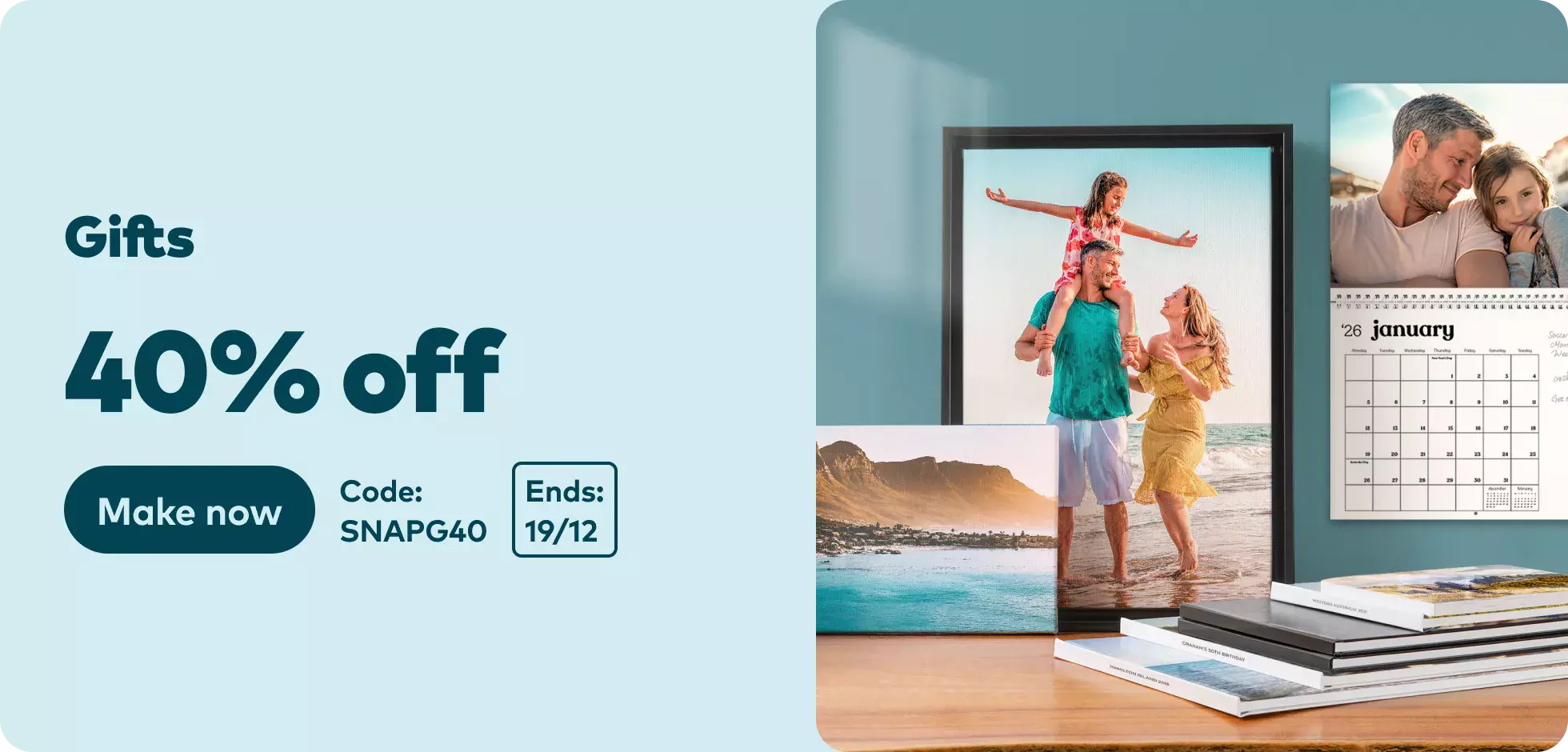 40% off gifts. Code SNAPG40