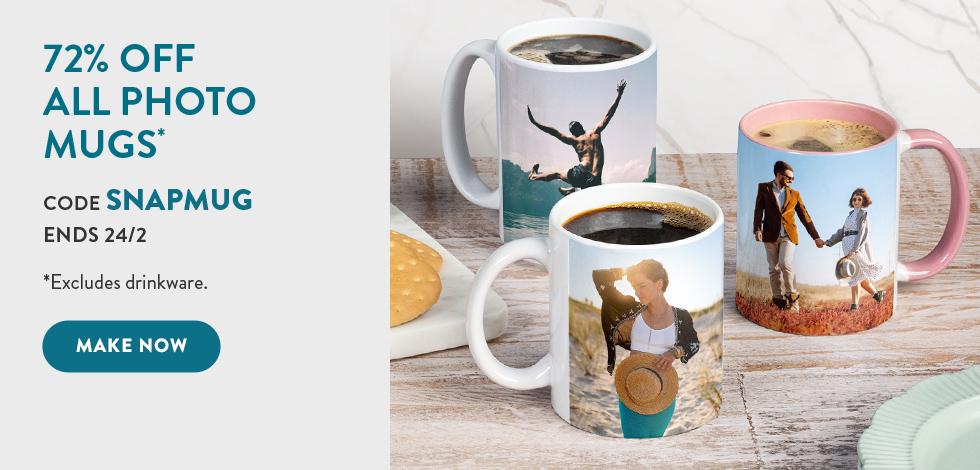 72% off all Photo Mugs*