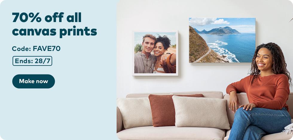 70% off all Canvas Prints