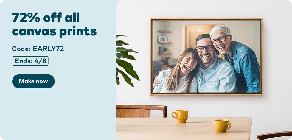 72% off all Canvas Prints