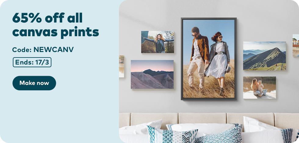 65% off all Canvas Prints