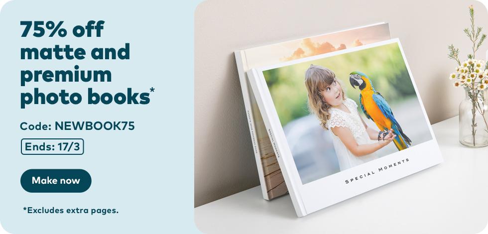 75% off Matte & Premium Photo Books* 