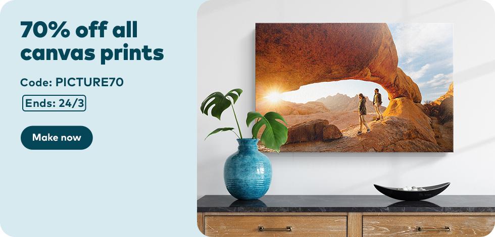 70% off all Canvas Prints