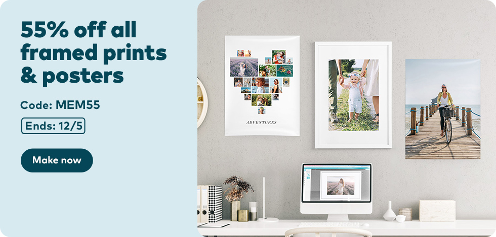 55% off all Framed Prints and Posters