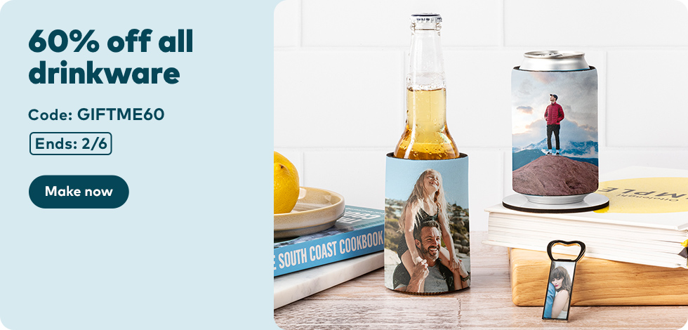 60% off all Mugs, Bottles & Drinkware